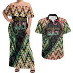 Custom Aotearoa Atua Maui Couples Matching Off Shoulder Maxi Dress and Hawaiian Shirt Demigod Hero And Trickster Koru Patterns