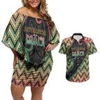 Custom Aotearoa Atua Maui Couples Matching Off Shoulder Short Dress and Hawaiian Shirt Demigod Hero And Trickster Koru Patterns