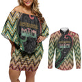 Custom Aotearoa Atua Maui Couples Matching Off Shoulder Short Dress and Long Sleeve Button Shirt Demigod Hero And Trickster Koru Patterns