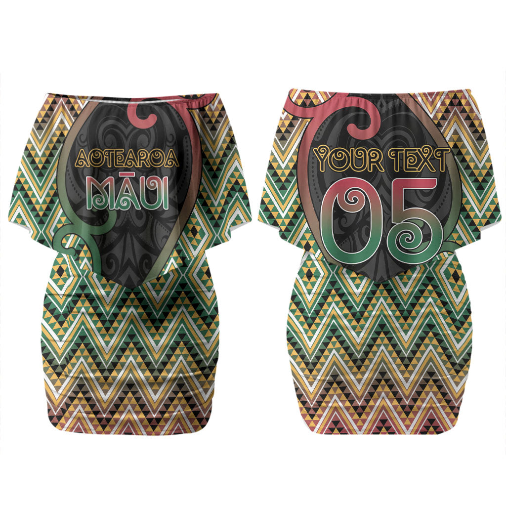 Custom Aotearoa Atua Maui Couples Matching Off Shoulder Short Dress and Long Sleeve Button Shirt Demigod Hero And Trickster Koru Patterns