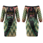 Custom Aotearoa Atua Maui Couples Matching Off The Shoulder Long Sleeve Dress and Hawaiian Shirt Demigod Hero And Trickster Koru Patterns