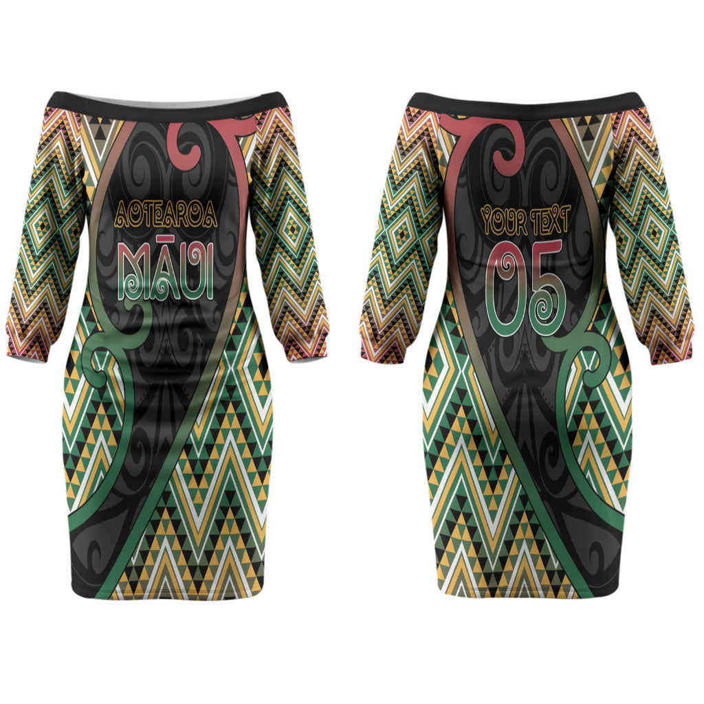 Custom Aotearoa Atua Maui Couples Matching Off The Shoulder Long Sleeve Dress and Long Sleeve Button Shirt Demigod Hero And Trickster Koru Patterns