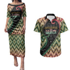 Custom Aotearoa Atua Maui Couples Matching Puletasi and Hawaiian Shirt Demigod Hero And Trickster Koru Patterns