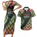 Custom Aotearoa Atua Maui Couples Matching Short Sleeve Bodycon Dress and Hawaiian Shirt Demigod Hero And Trickster Koru Patterns
