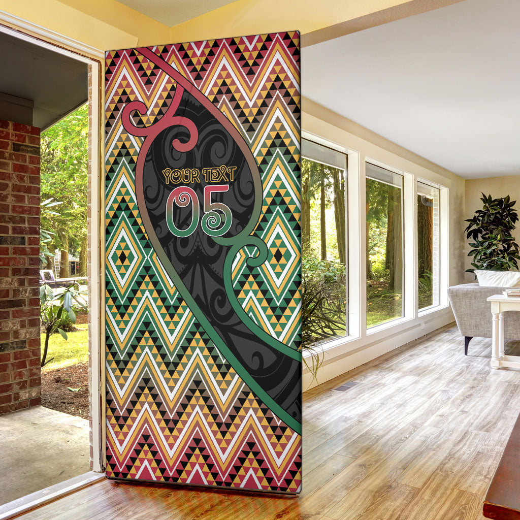 Custom Aotearoa Atua Maui Door Cover Demigod Hero And Trickster Koru Patterns