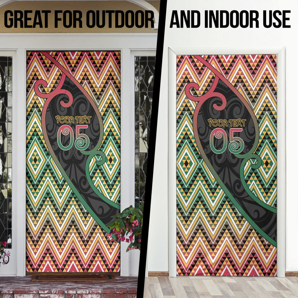 Custom Aotearoa Atua Maui Door Cover Demigod Hero And Trickster Koru Patterns