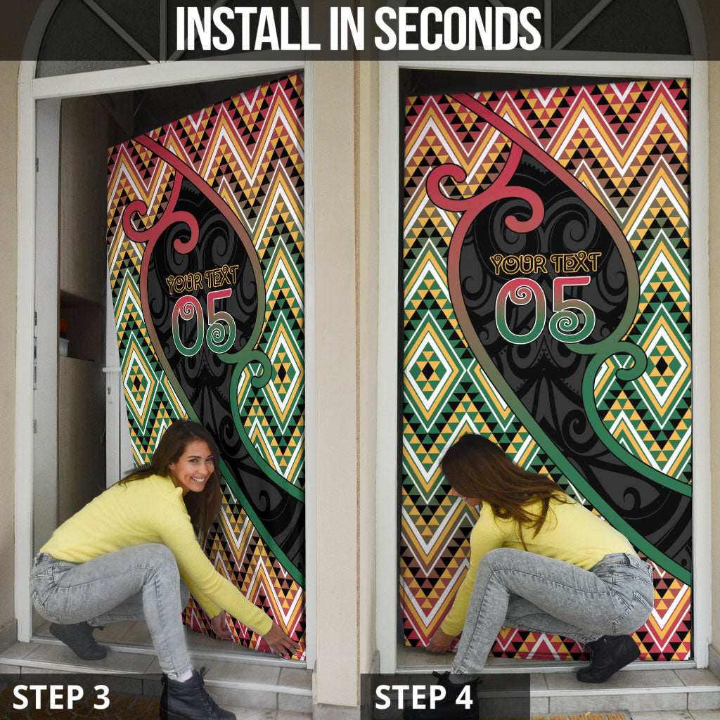 Custom Aotearoa Atua Maui Door Cover Demigod Hero And Trickster Koru Patterns