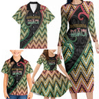 Custom Aotearoa Atua Maui Family Matching Long Sleeve Bodycon Dress and Hawaiian Shirt Demigod Hero And Trickster Koru Patterns