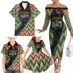 Custom Aotearoa Atua Maui Family Matching Off The Shoulder Long Sleeve Dress and Hawaiian Shirt Demigod Hero And Trickster Koru Patterns