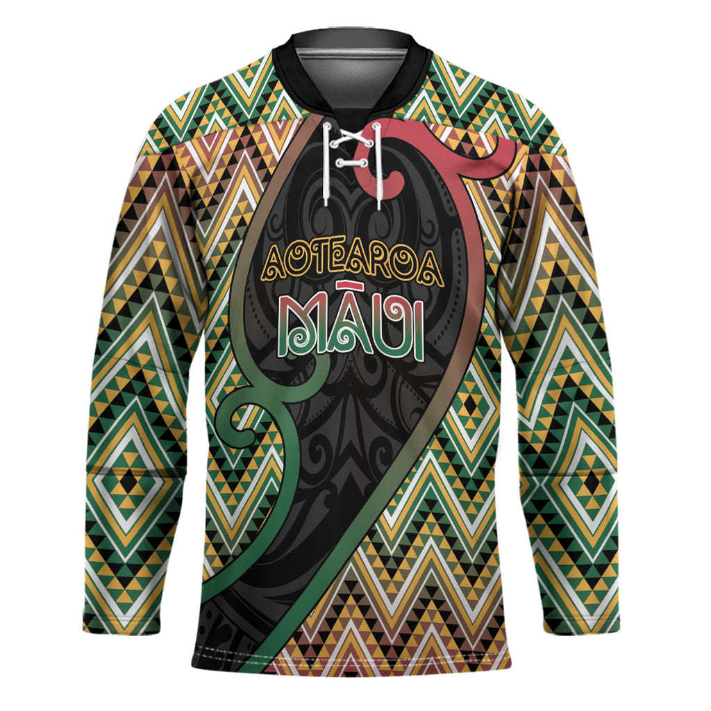Custom Aotearoa Atua Maui Hockey Jersey Demigod Hero And Trickster Koru Patterns