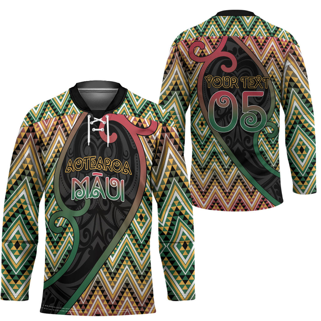 Custom Aotearoa Atua Maui Hockey Jersey Demigod Hero And Trickster Koru Patterns
