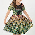 Custom Aotearoa Atua Maui Kid Short Sleeve Dress Demigod Hero And Trickster Koru Patterns