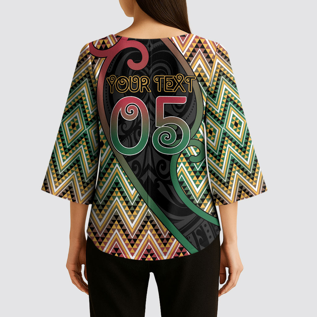 Custom Aotearoa Atua Maui Kimono Sleeve Blouse Demigod Hero And Trickster Koru Patterns