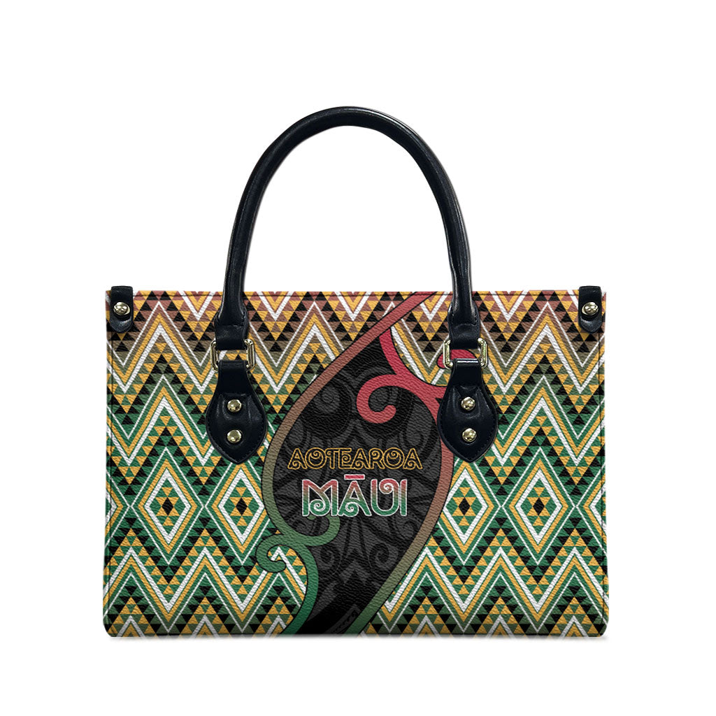 Aotearoa Atua Maui Leather Bag Demigod Hero And Trickster Koru Patterns