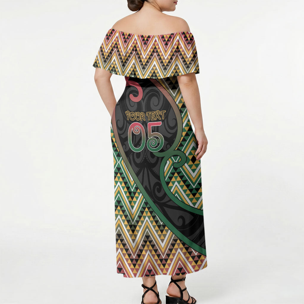 Custom Aotearoa Atua Maui Off Shoulder Maxi Dress Demigod Hero And Trickster Koru Patterns