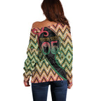Custom Aotearoa Atua Maui Off Shoulder Sweater Demigod Hero And Trickster Koru Patterns
