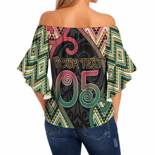 Custom Aotearoa Atua Maui Off Shoulder Wrap Waist Top Demigod Hero And Trickster Koru Patterns