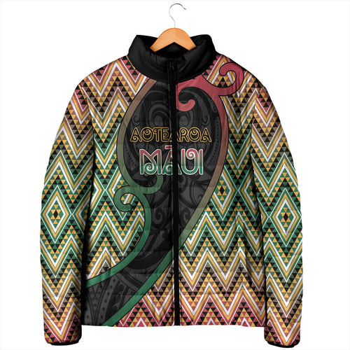 Custom Aotearoa Atua Maui Padded Jacket Demigod Hero And Trickster Koru Patterns