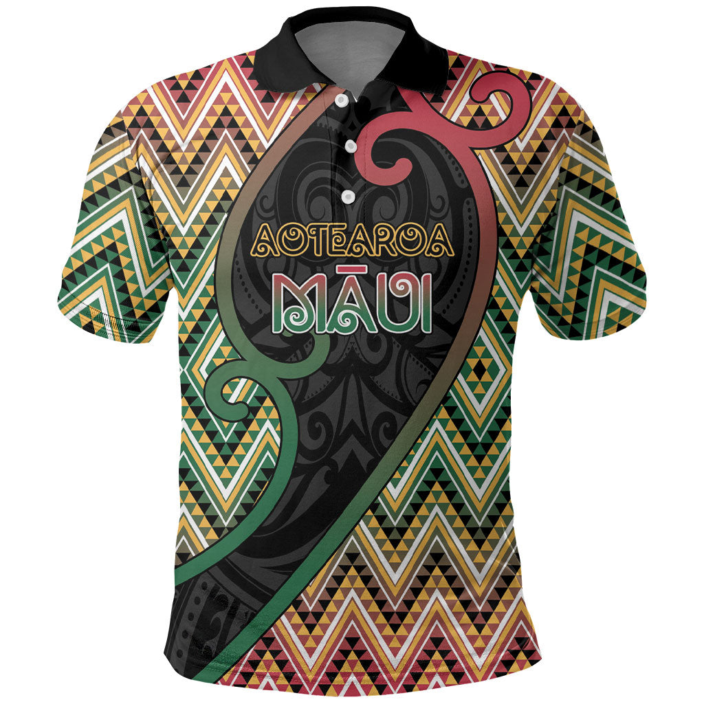 Custom Aotearoa Atua Maui Polo Shirt Demigod Hero And Trickster Koru Patterns