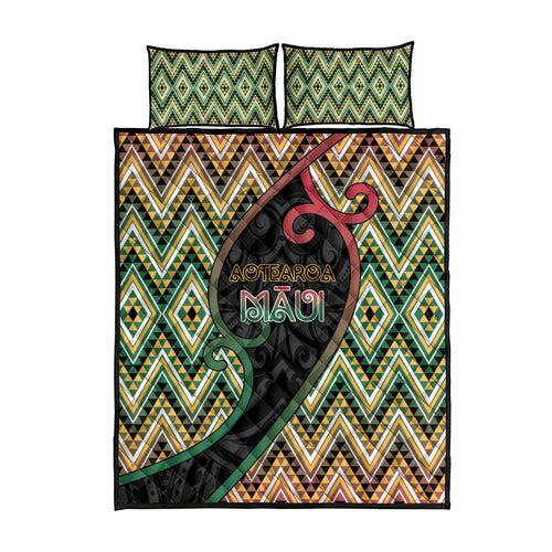 Aotearoa Atua Maui Quilt Bed Set Demigod Hero And Trickster Koru Patterns