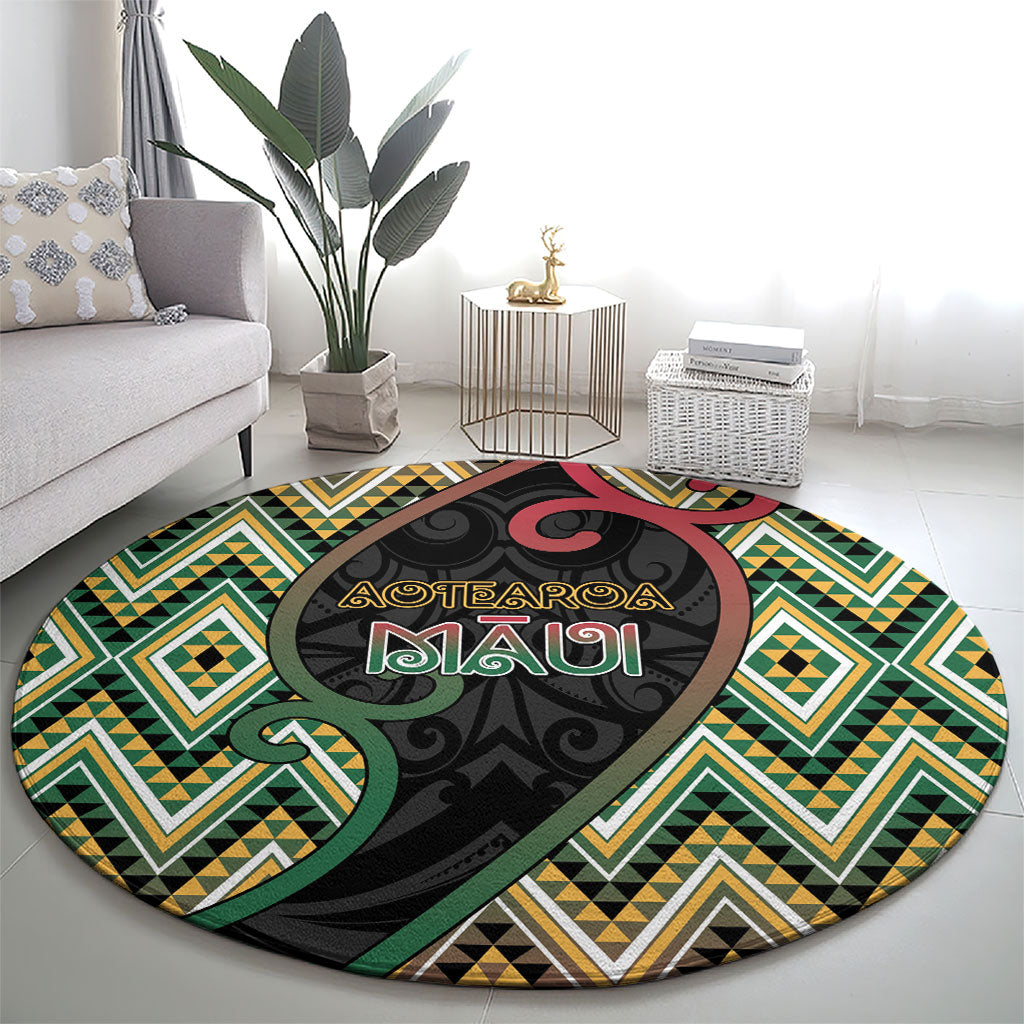 Aotearoa Atua Maui Round Carpet Demigod Hero And Trickster Koru Patterns
