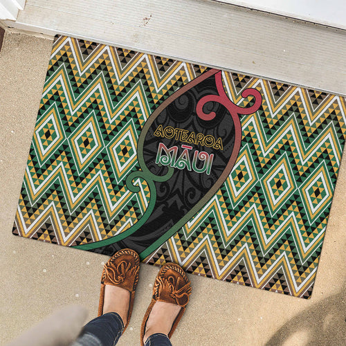Aotearoa Atua Maui Rubber Doormat Demigod Hero And Trickster Koru Patterns
