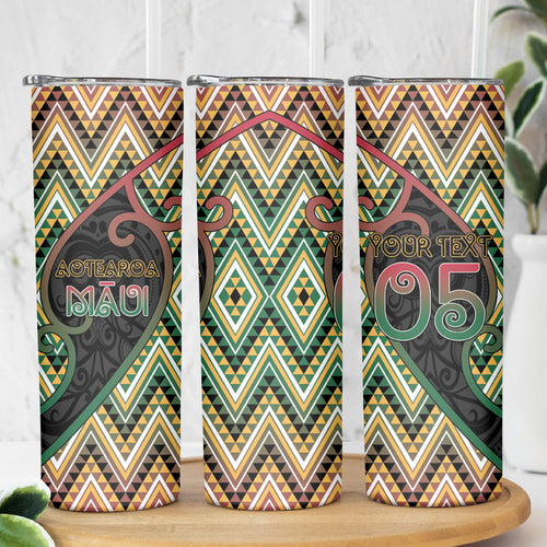 Custom Aotearoa Atua Maui Skinny Tumbler Demigod Hero And Trickster Koru Patterns