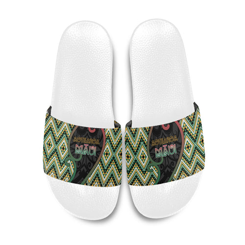 Aotearoa Atua Maui Slide Sandals Demigod Hero And Trickster Koru Patterns