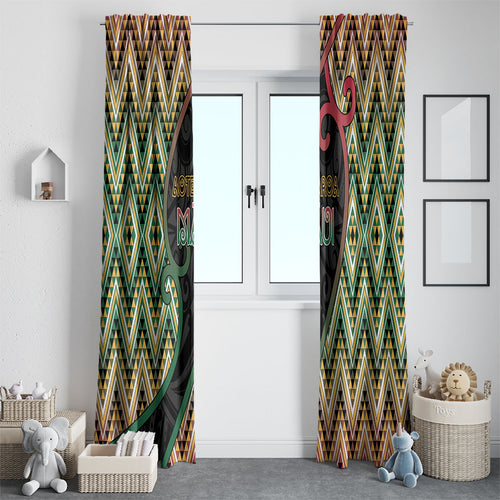 Aotearoa Atua Maui Window Curtain Demigod Hero And Trickster Koru Patterns