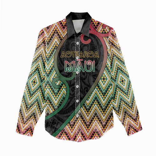 Custom Aotearoa Atua Maui Women Casual Shirt Demigod Hero And Trickster Koru Patterns