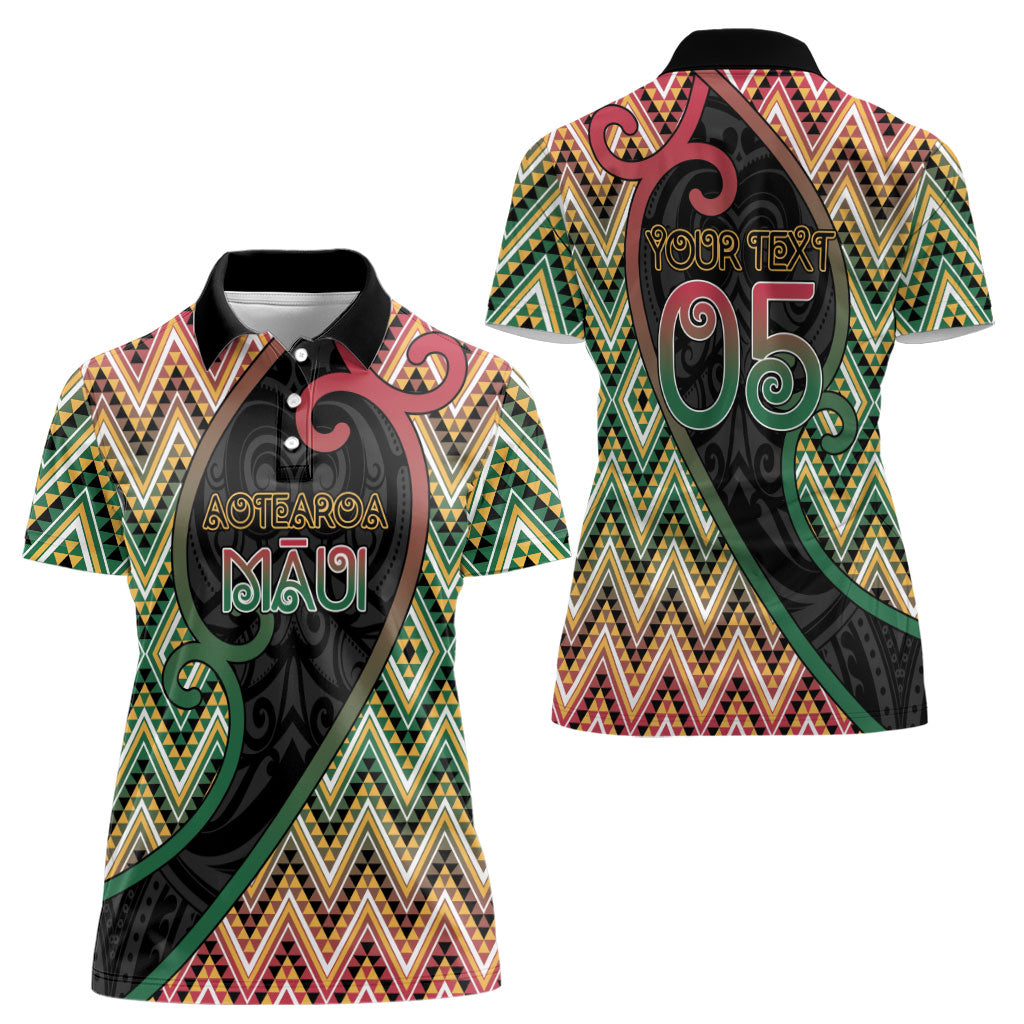 Custom Aotearoa Atua Maui Women Polo Shirt Demigod Hero And Trickster Koru Patterns