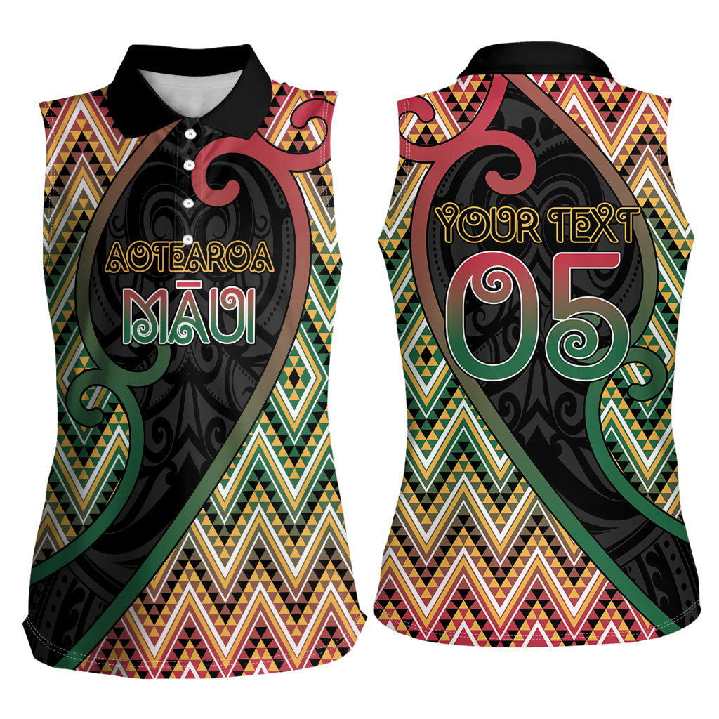 Custom Aotearoa Atua Maui Women Sleeveless Polo Shirt Demigod Hero And Trickster Koru Patterns