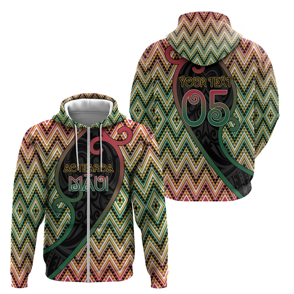Custom Aotearoa Atua Maui Zip Hoodie Demigod Hero And Trickster Koru Patterns