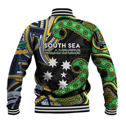 South Sea Islanders And Solomon Islands Baseball Jacket Solomons Coat Of Arms And Southern Cross