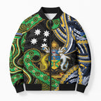 South Sea Islanders And Solomon Islands Bomber Puffer Jacket Solomons Coat Of Arms And Southern Cross