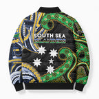 South Sea Islanders And Solomon Islands Bomber Puffer Jacket Solomons Coat Of Arms And Southern Cross