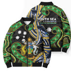 South Sea Islanders And Solomon Islands Bomber Puffer Jacket Solomons Coat Of Arms And Southern Cross