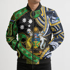 South Sea Islanders And Solomon Islands Bomber Puffer Jacket Solomons Coat Of Arms And Southern Cross