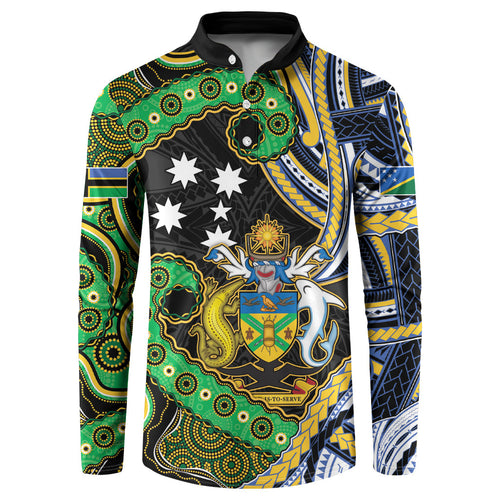 South Sea Islanders And Solomon Islands Button Sweatshirt Solomons Coat Of Arms And Southern Cross