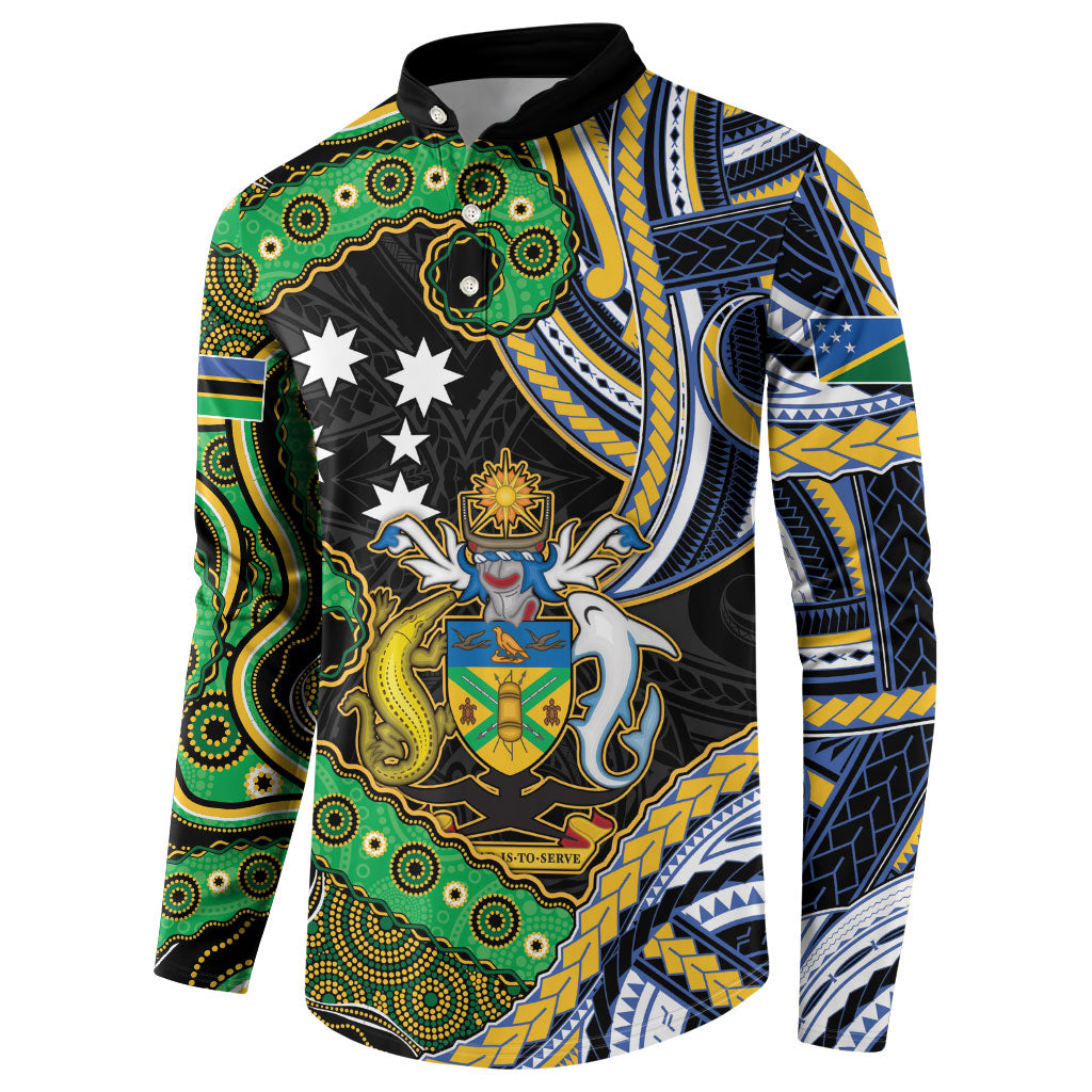 South Sea Islanders And Solomon Islands Button Sweatshirt Solomons Coat Of Arms And Southern Cross