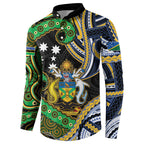 South Sea Islanders And Solomon Islands Button Sweatshirt Solomons Coat Of Arms And Southern Cross