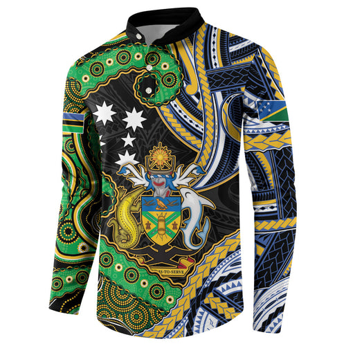 South Sea Islanders And Solomon Islands Button Sweatshirt Solomons Coat Of Arms And Southern Cross
