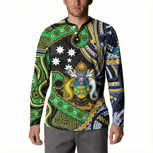 South Sea Islanders And Solomon Islands Button Sweatshirt Solomons Coat Of Arms And Southern Cross