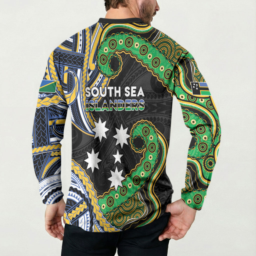 South Sea Islanders And Solomon Islands Button Sweatshirt Solomons Coat Of Arms And Southern Cross