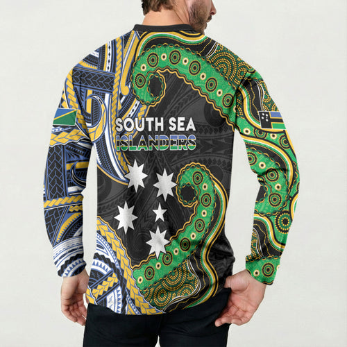 South Sea Islanders And Solomon Islands Button Sweatshirt Solomons Coat Of Arms And Southern Cross