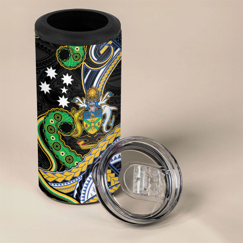 South Sea Islanders And Solomon Islands 4 in 1 Can Cooler Tumbler Solomons Coat Of Arms And Southern Cross