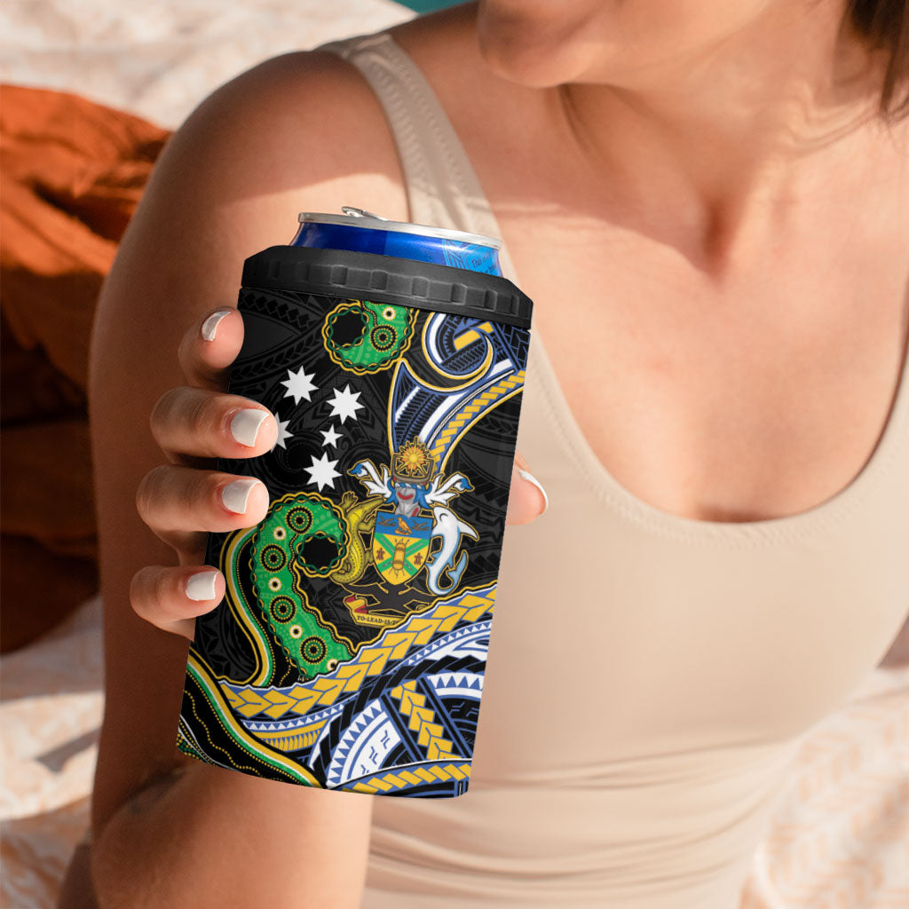 South Sea Islanders And Solomon Islands 4 in 1 Can Cooler Tumbler Solomons Coat Of Arms And Southern Cross