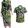 South Sea Islanders And Solomon Islands Couples Matching Long Sleeve Bodycon Dress and Hawaiian Shirt Solomons Coat Of Arms And Southern Cross