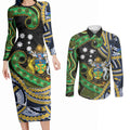 South Sea Islanders And Solomon Islands Couples Matching Long Sleeve Bodycon Dress and Long Sleeve Button Shirt Solomons Coat Of Arms And Southern Cross