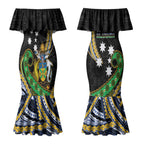 South Sea Islanders And Solomon Islands Couples Matching Mermaid Dress and Hawaiian Shirt Solomons Coat Of Arms And Southern Cross